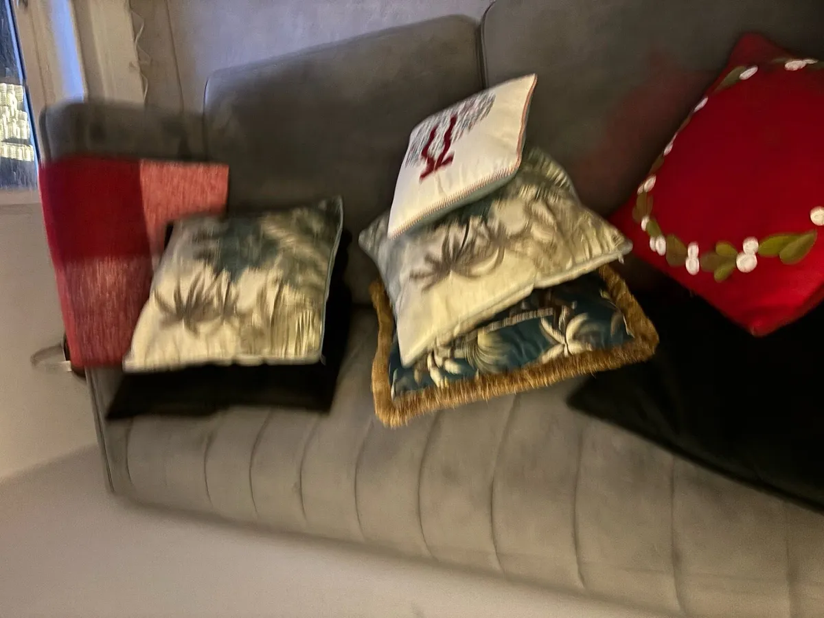 2 Seater Charcoal Velvet Sofa - Image 2