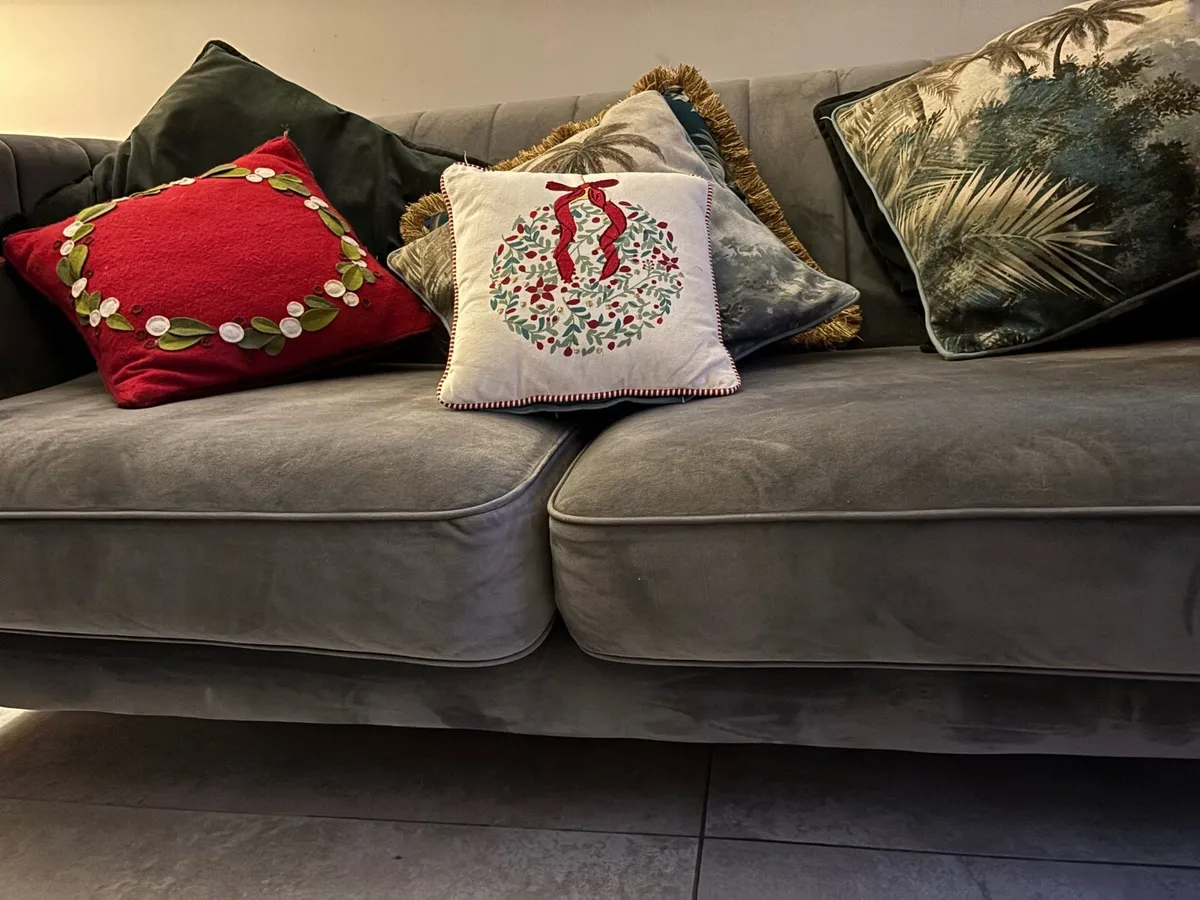 2 Seater Charcoal Velvet Sofa - Image 4