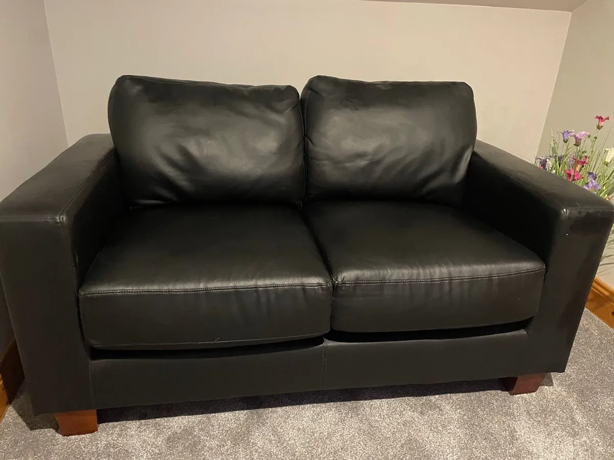 Black Leatherette couch - Image 1