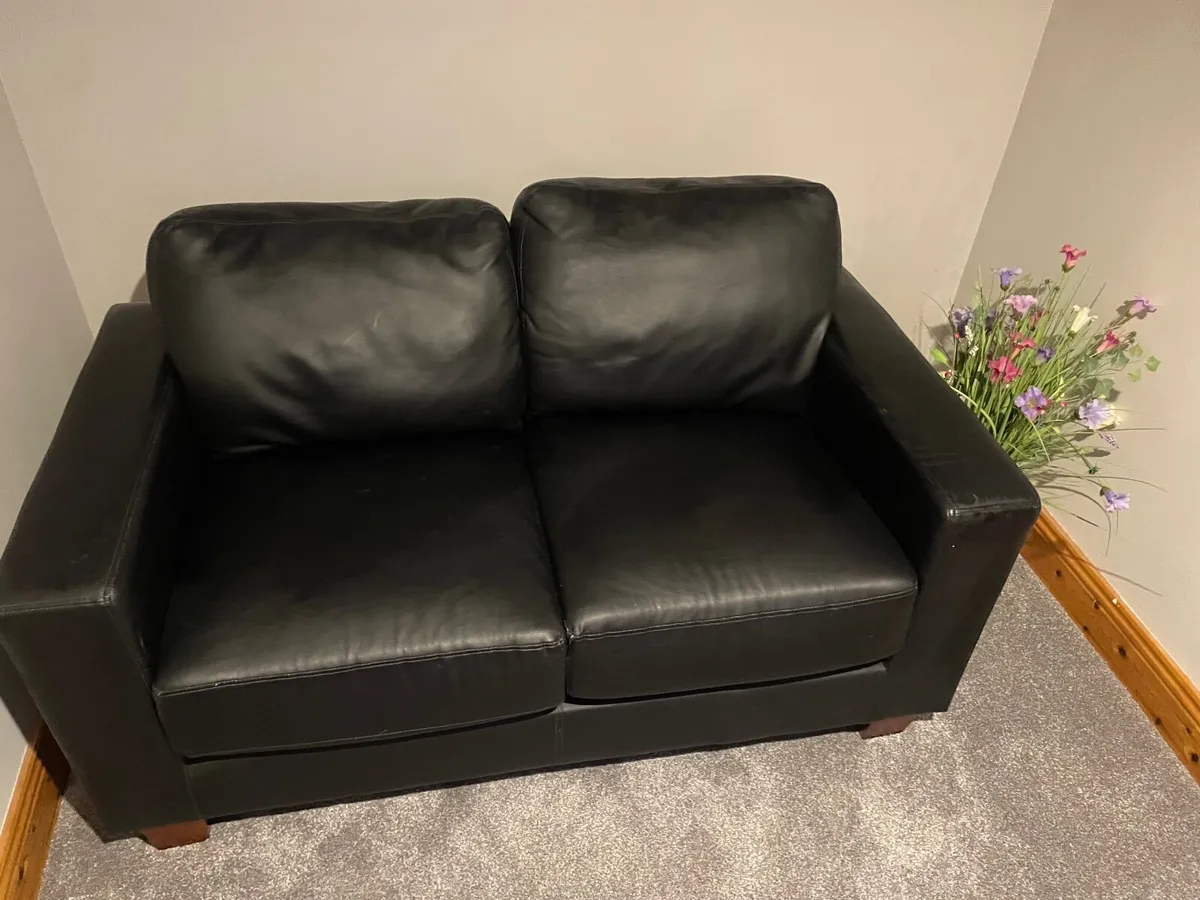 Black Leatherette couch - Image 2