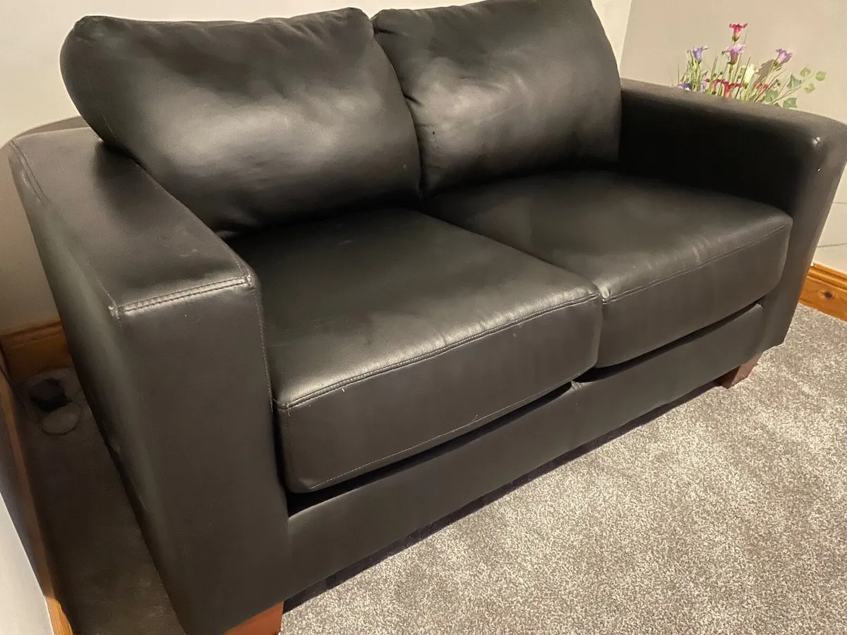 Black Leatherette couch - Image 3