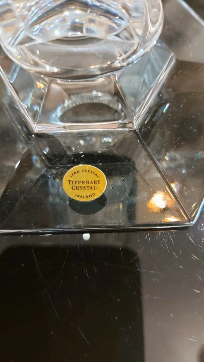 Pair of Tipperary Crystal 12 " Candle Holders. - Image 2