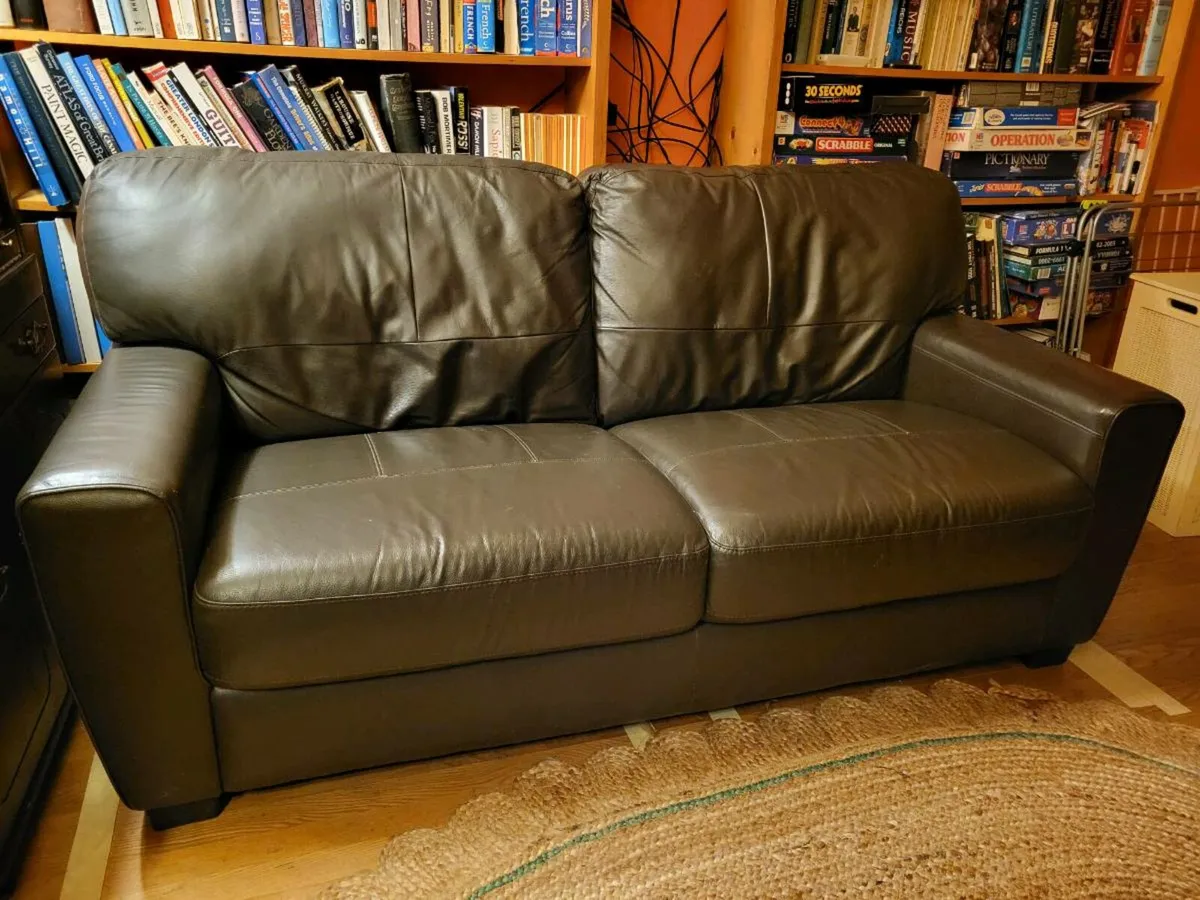 Brown Leather Couch - Image 1