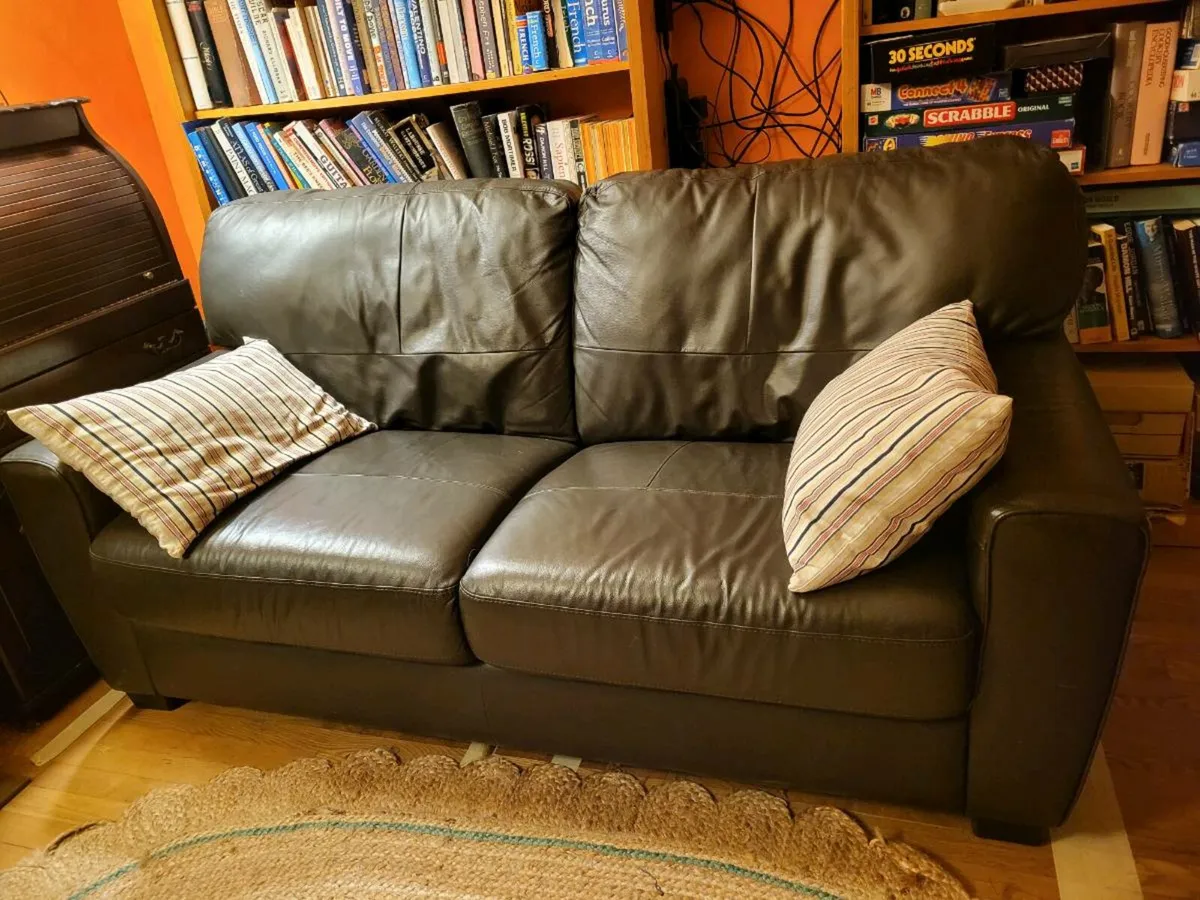Brown Leather Couch - Image 2