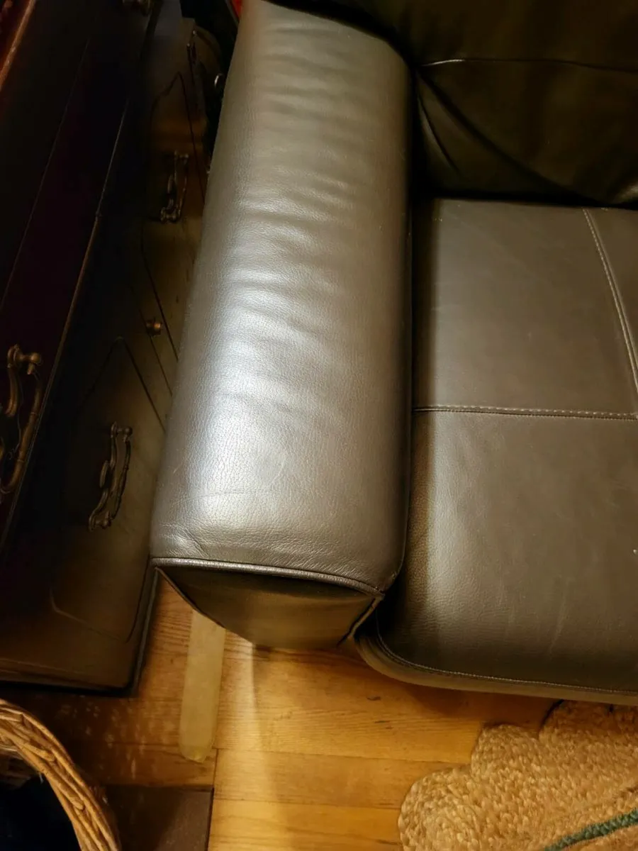 Brown Leather Couch - Image 3