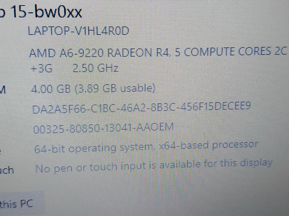 HP 15.6 inch Laptop Model 15-bw066sa, 4GB Ram, 1TB - Image 3