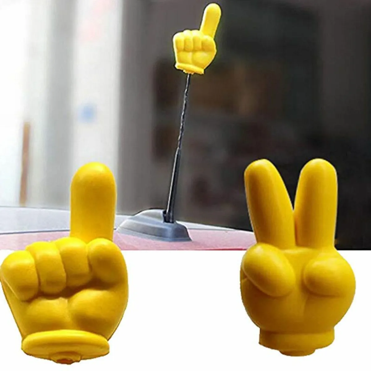 Cute Victory Finger Car Antenna Topper Eva Decorat - Image 1