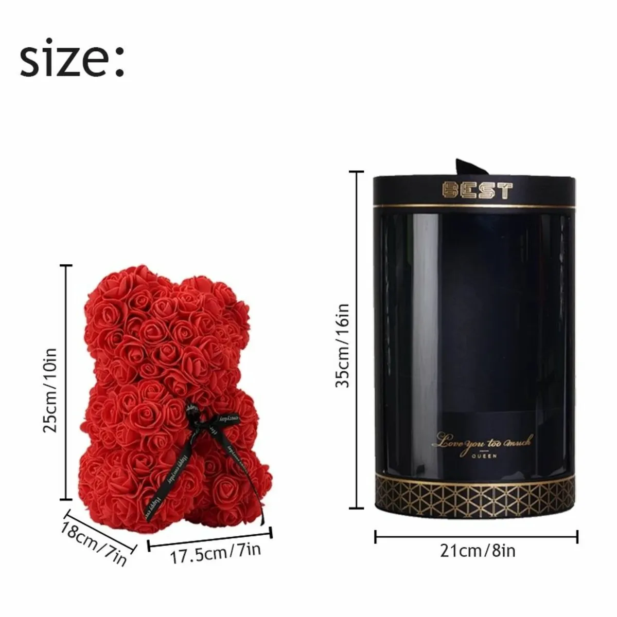 Rose bear 25 cm free packaging - Image 3