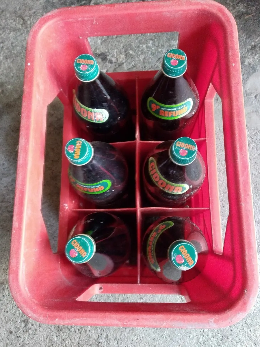 6. Vintage Bulmers glass bottles + crate - Image 3