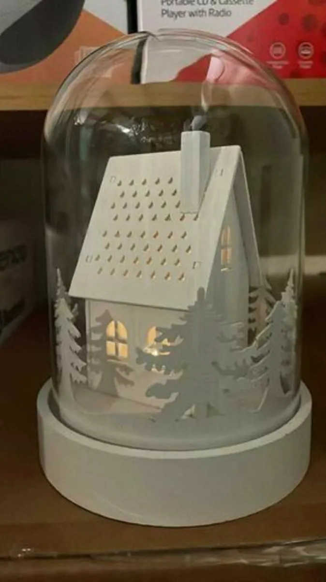 Christmas LED Glass Globe Cottage - Image 1