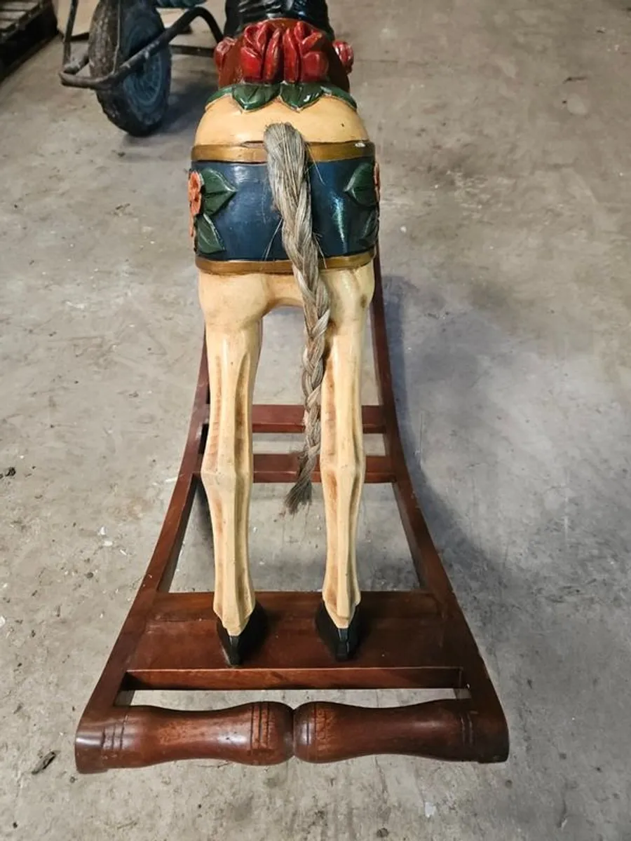 Handmade Handcrafted Wooden Painted Rocking Horse - Image 2