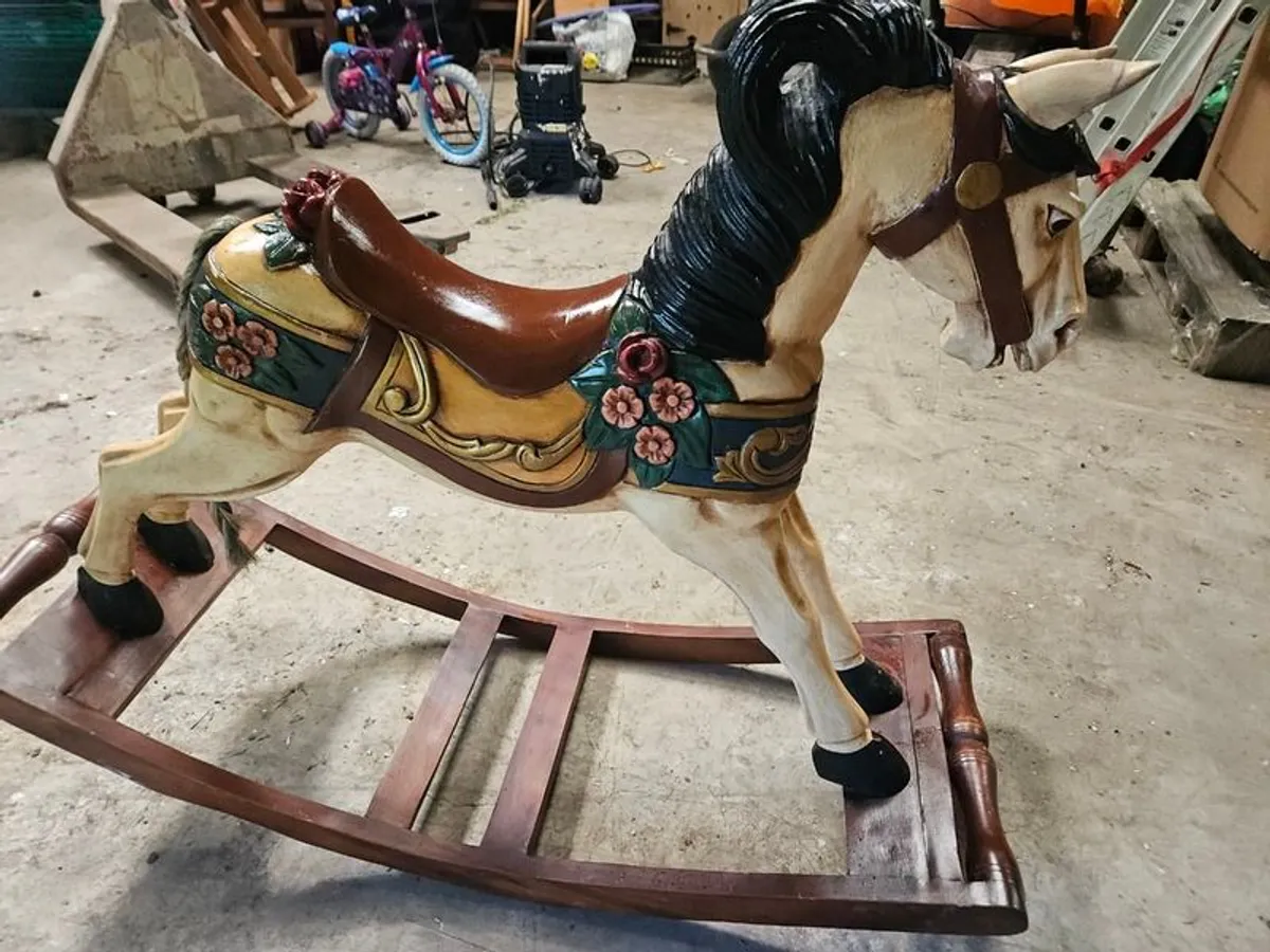 Handmade Handcrafted Wooden Painted Rocking Horse - Image 3