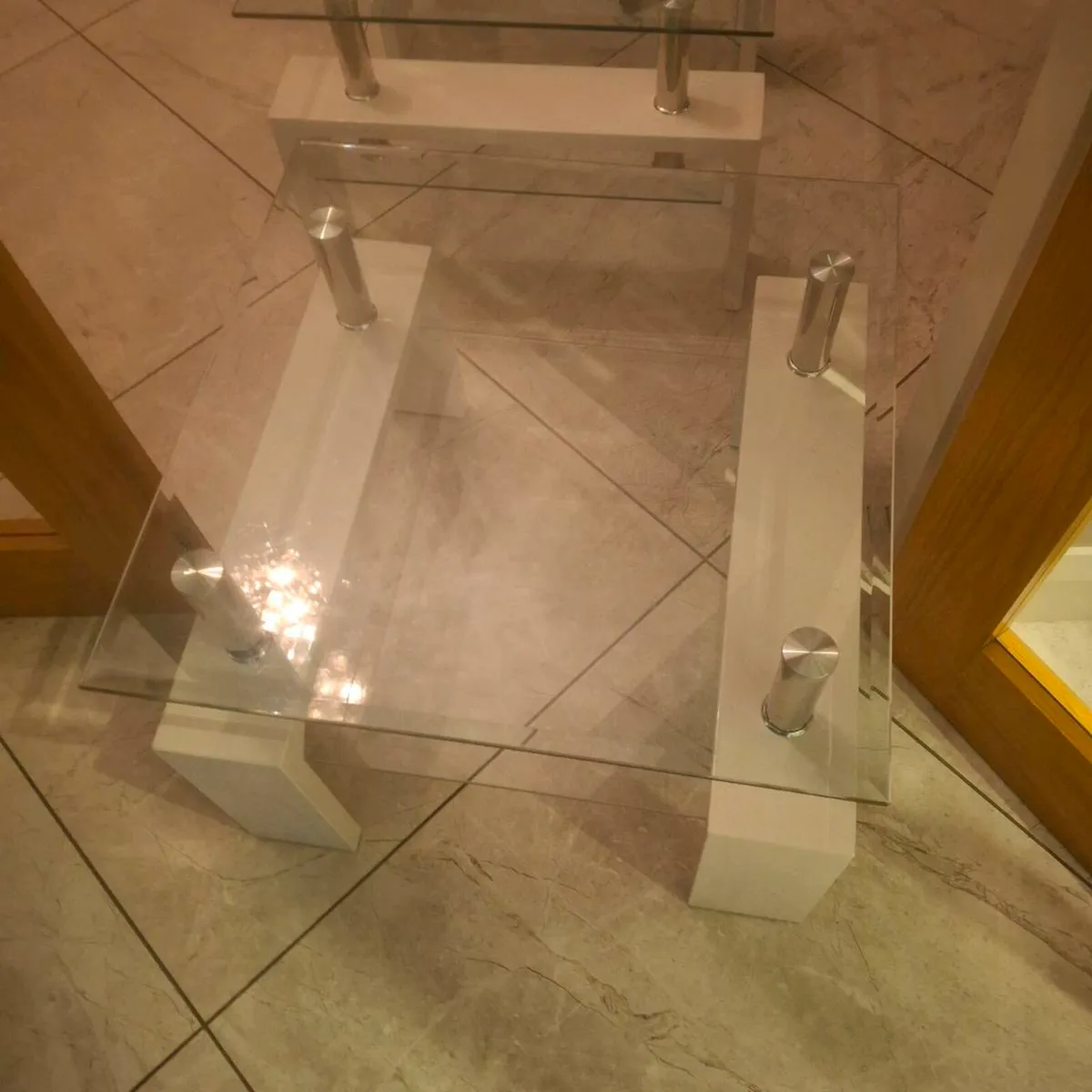 2 x corner/ glass coffee/lamp table - Image 2