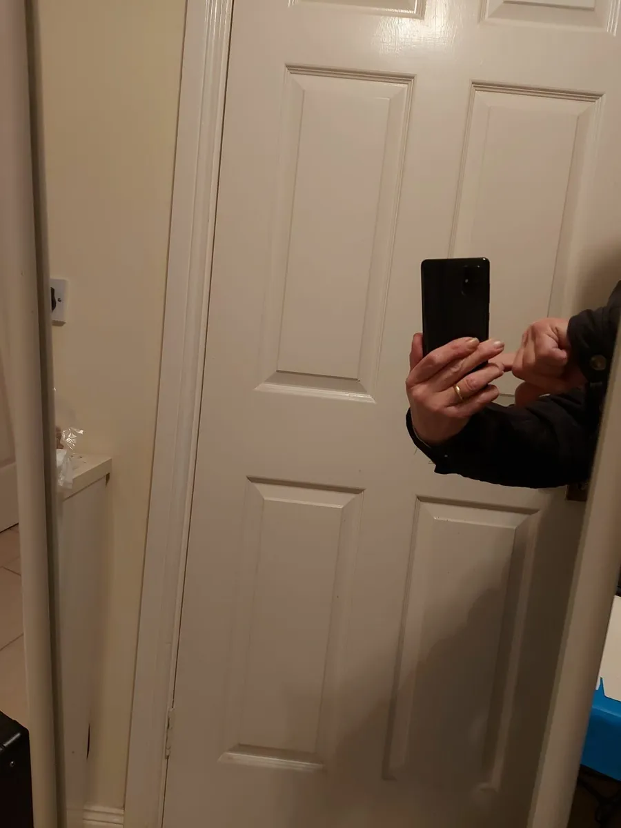 White full Length Mirror with Rear Hanging Holders - Image 2