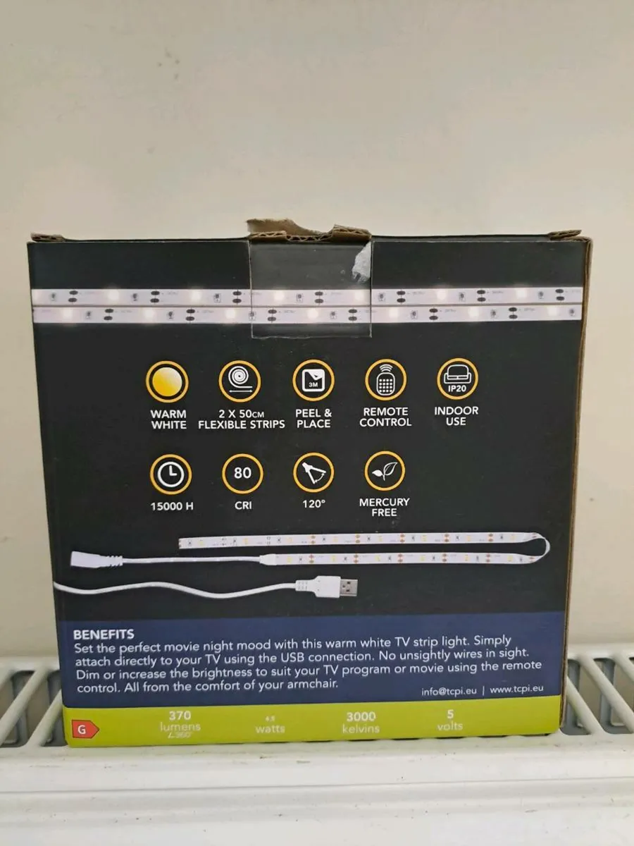 2 boxes of Warm white TV strip lights - Image 2