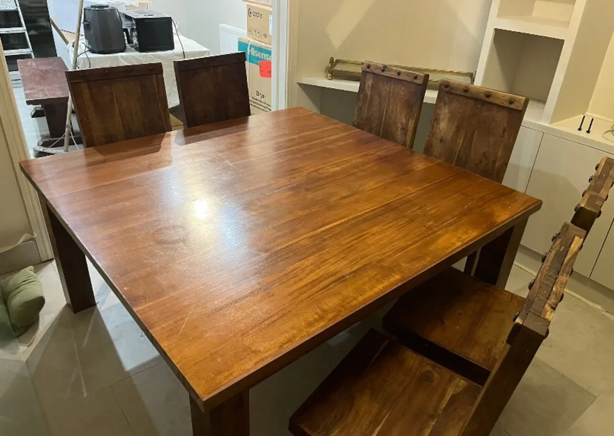 Dining Table & 6 chairs  + glass top - Image 2