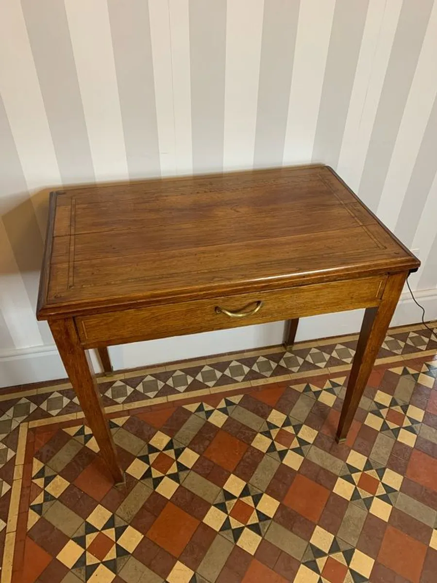 Antique Inlaid Oak Side Table / Writing Table. - Image 1