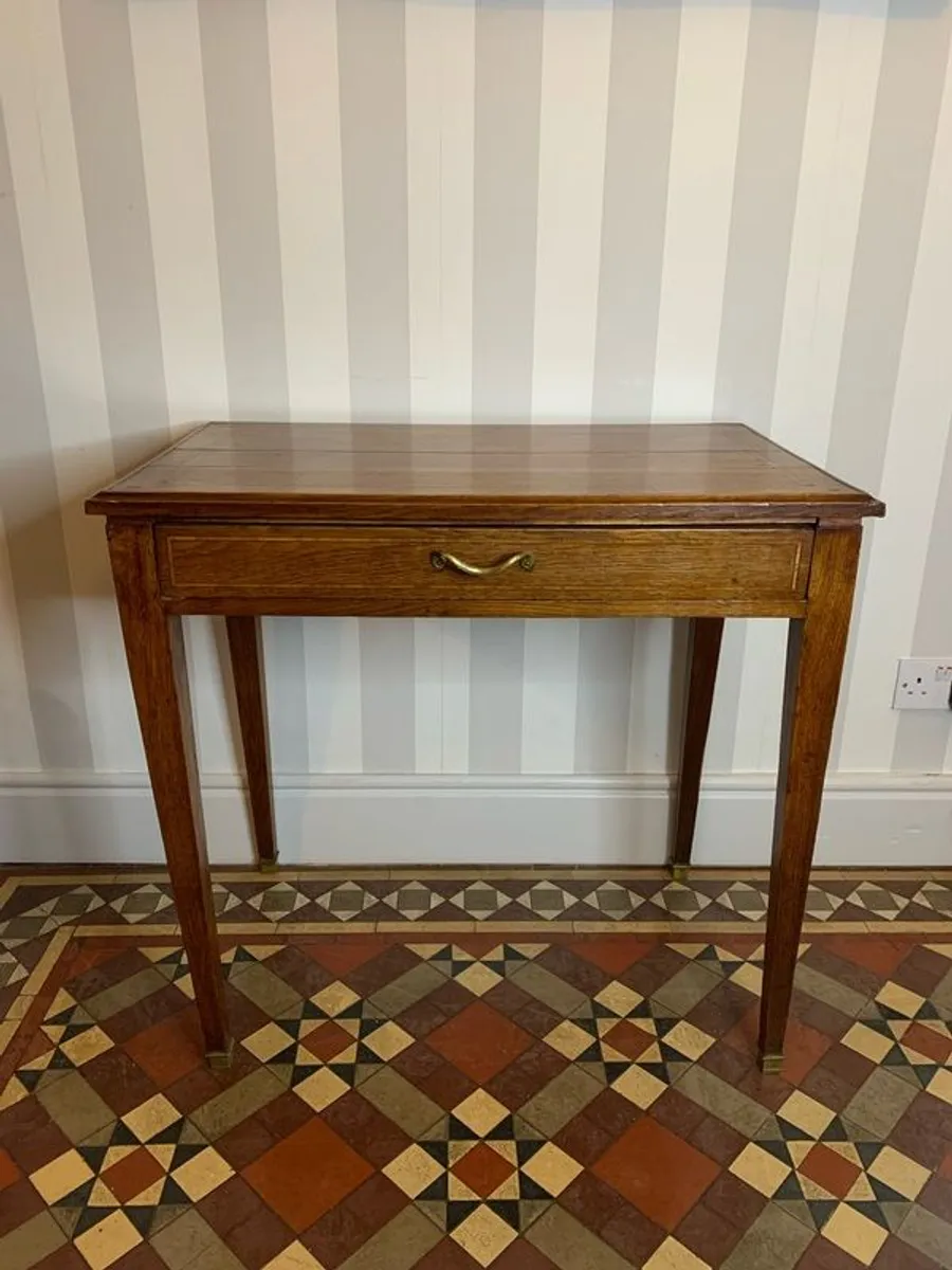 Antique Inlaid Oak Side Table / Writing Table. - Image 2