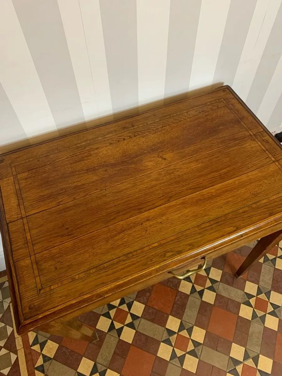 Antique Inlaid Oak Side Table / Writing Table. - Image 3