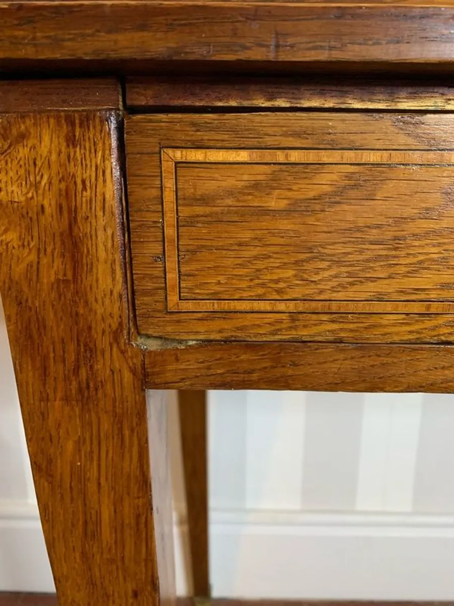 Antique Inlaid Oak Side Table / Writing Table. - Image 4