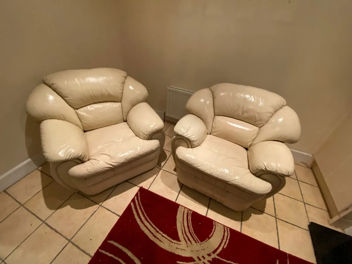 Pair of Leather Armchairs (1Recliner) - Image 1