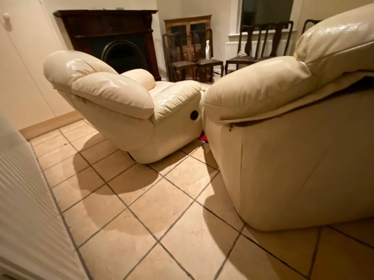 Pair of Leather Armchairs (1Recliner) - Image 2