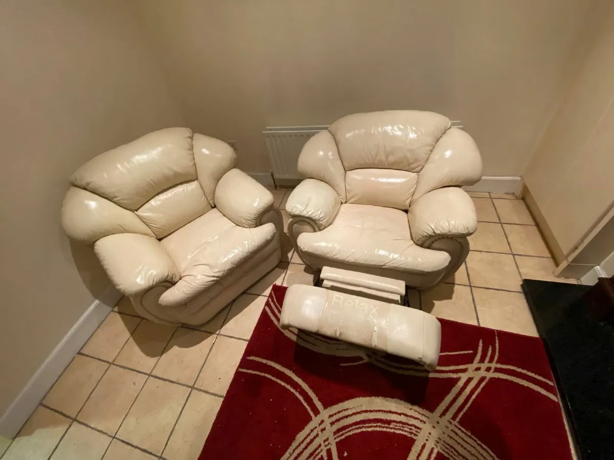 Pair of Leather Armchairs (1Recliner) - Image 3
