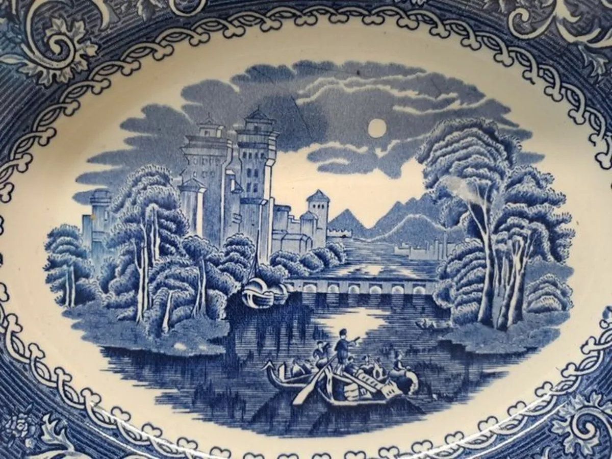Staffordshire River Scene oval platter - Image 3