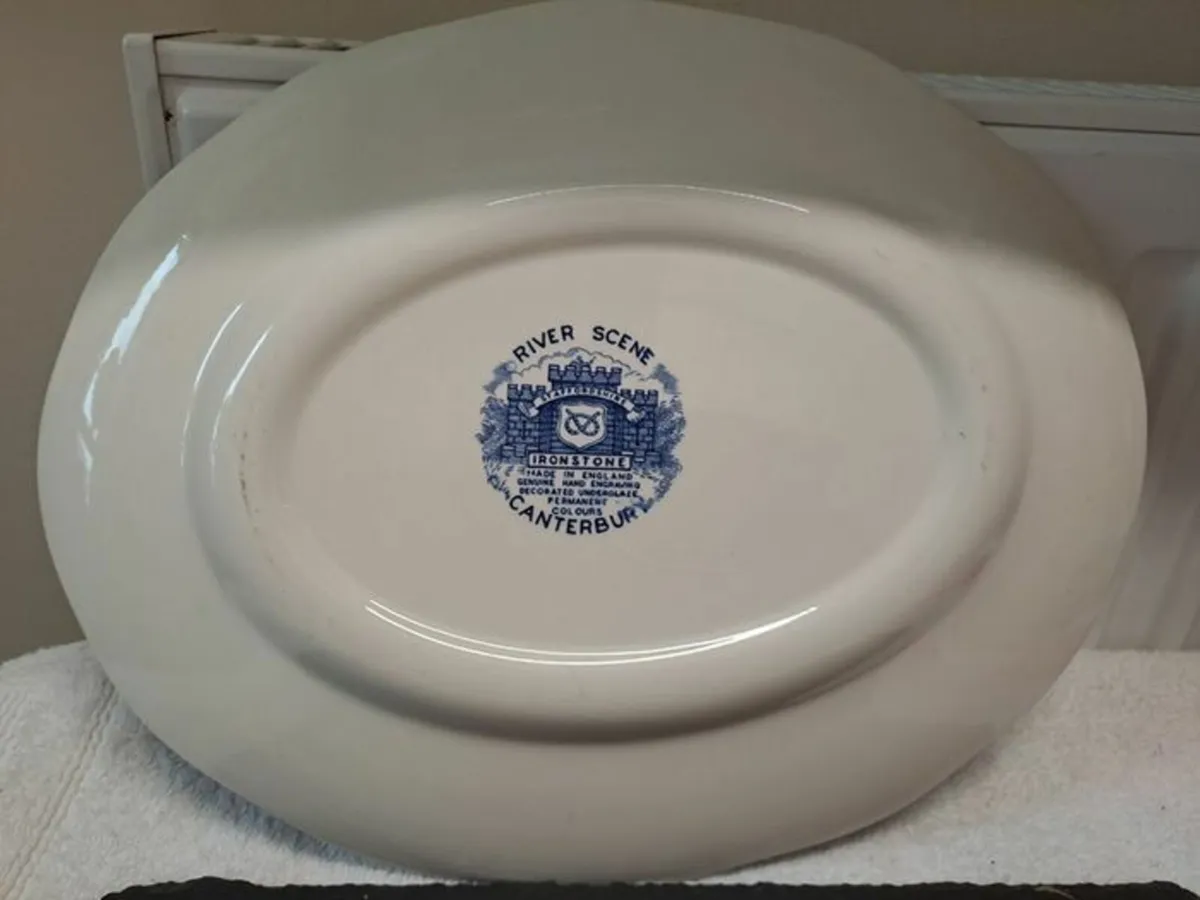 Staffordshire River Scene oval platter - Image 4