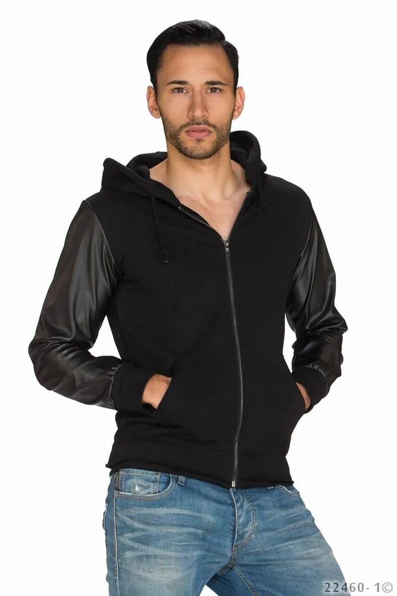 patchwork hoodie grey or black sizes s sm - Image 1