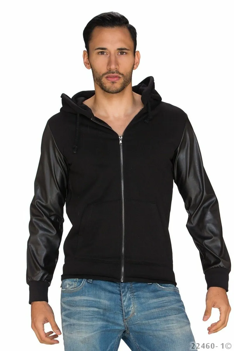 patchwork hoodie grey or black sizes s sm - Image 2