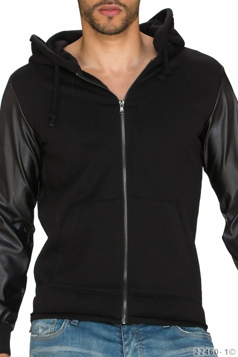 patchwork hoodie grey or black sizes s sm - Image 3