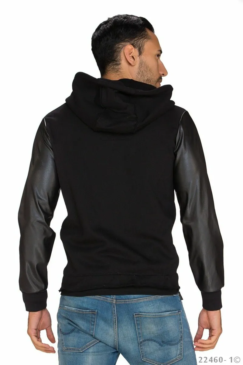 patchwork hoodie grey or black sizes s sm - Image 4