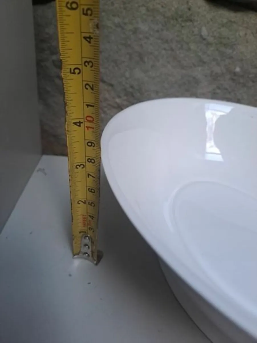 Oval white serving dish with stand - Image 4