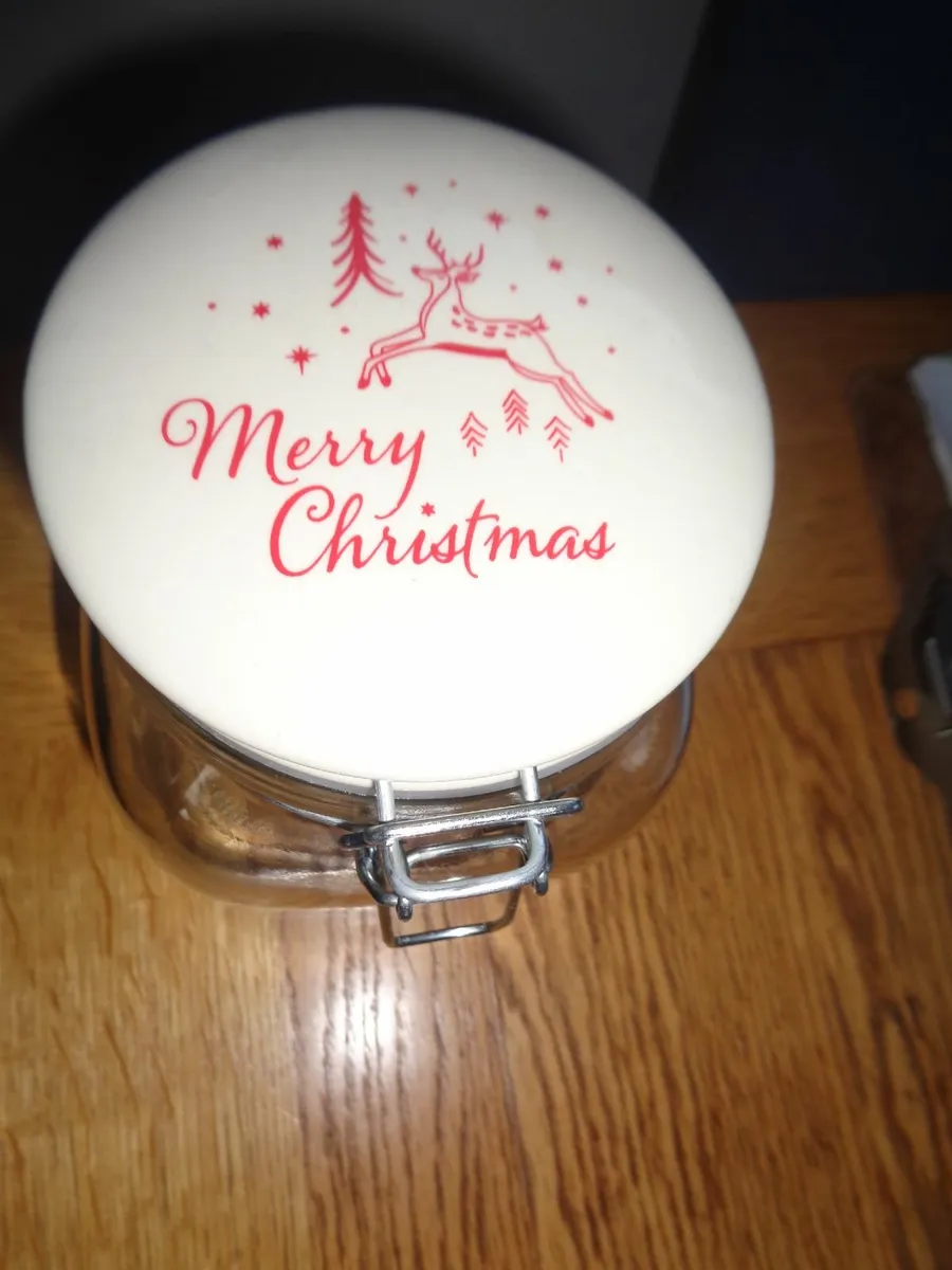 Christmas Storage Jars x 2 for Sale - Image 1