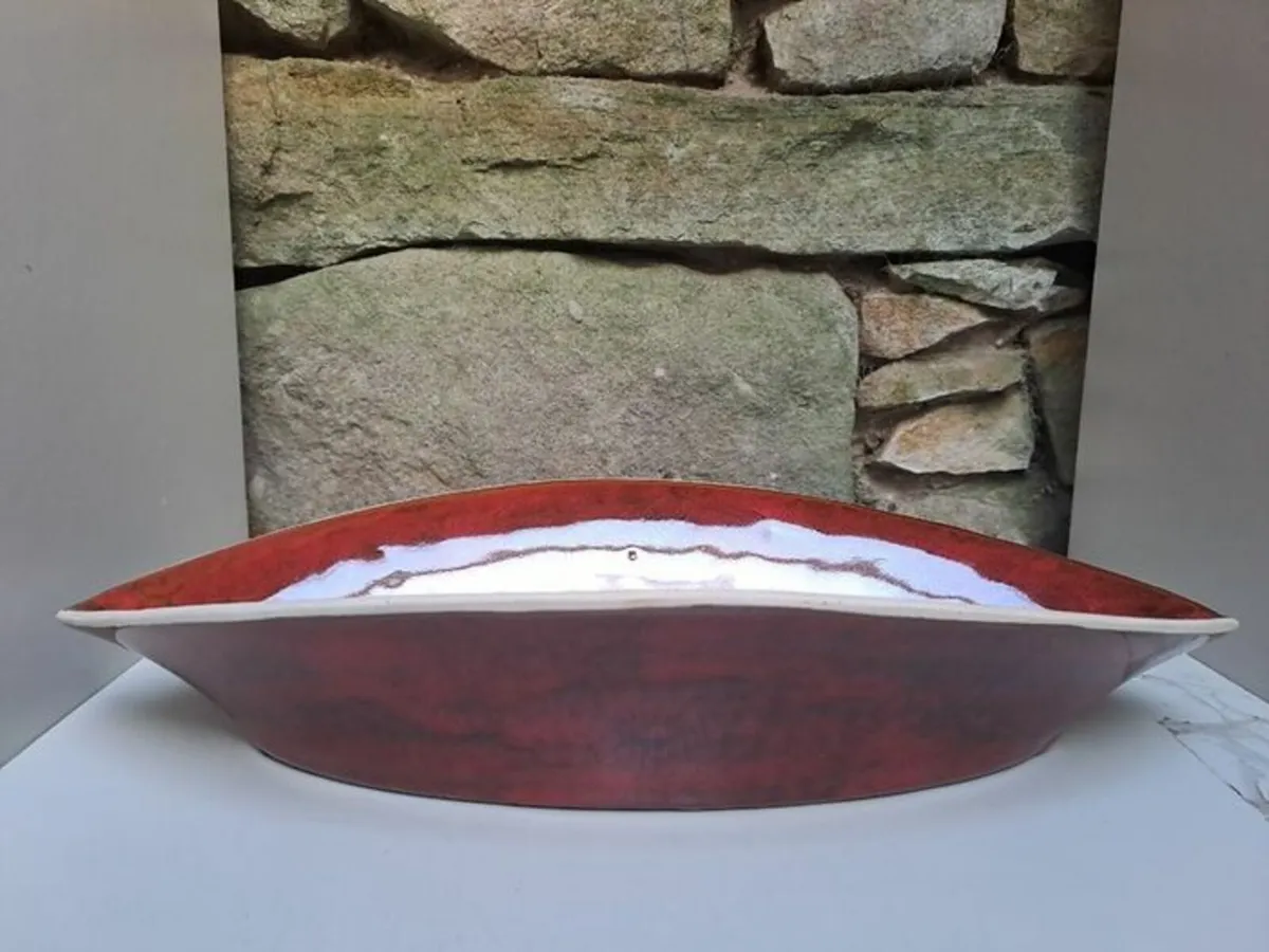 Red glazed bowl oval - Image 4