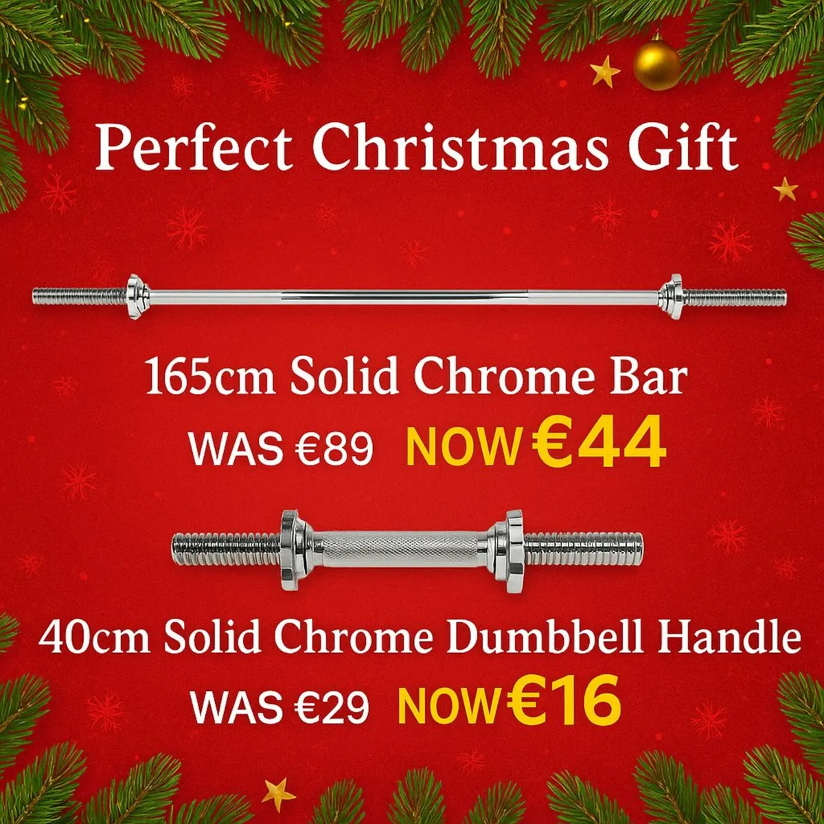 Solid Chrome Barbells, Dumbbell Handles Gym - Image 1
