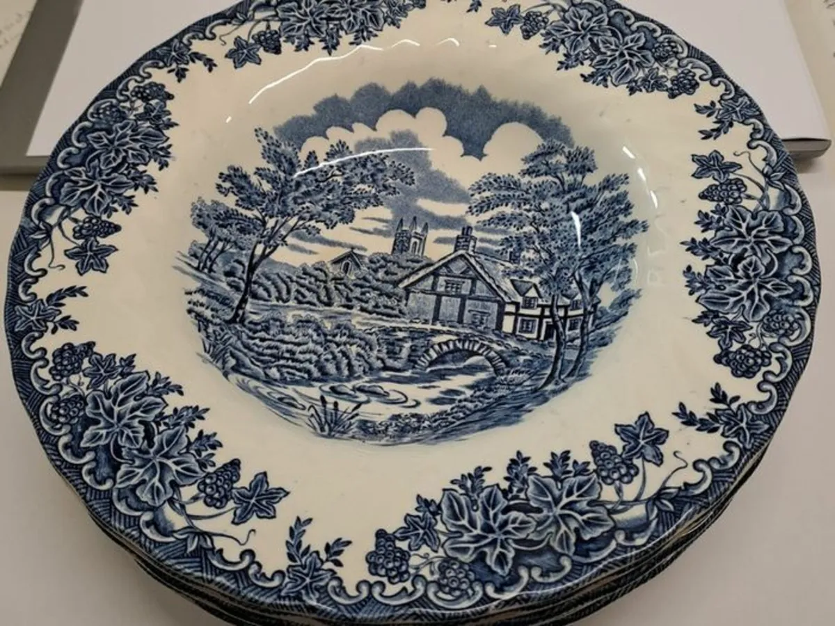 Vintage blue and white soup plates Myott - Image 3