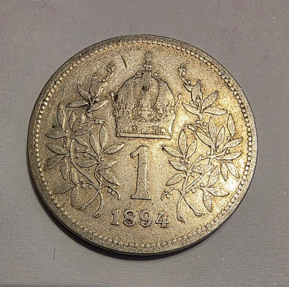 1894 Austrian empire silver crown - Image 2