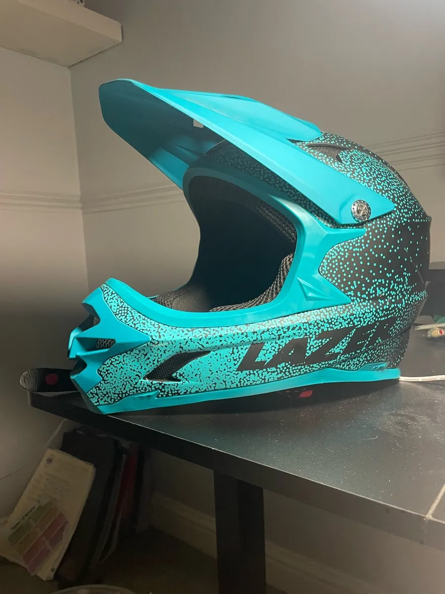 Fox Racing V1 Teal/Black Dotty Helmet-Size L - Image 2