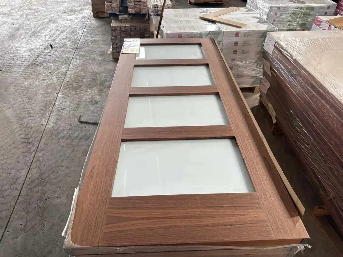 2X Walnut Columbus Frosted Doors (BRAND NEW) - Image 1