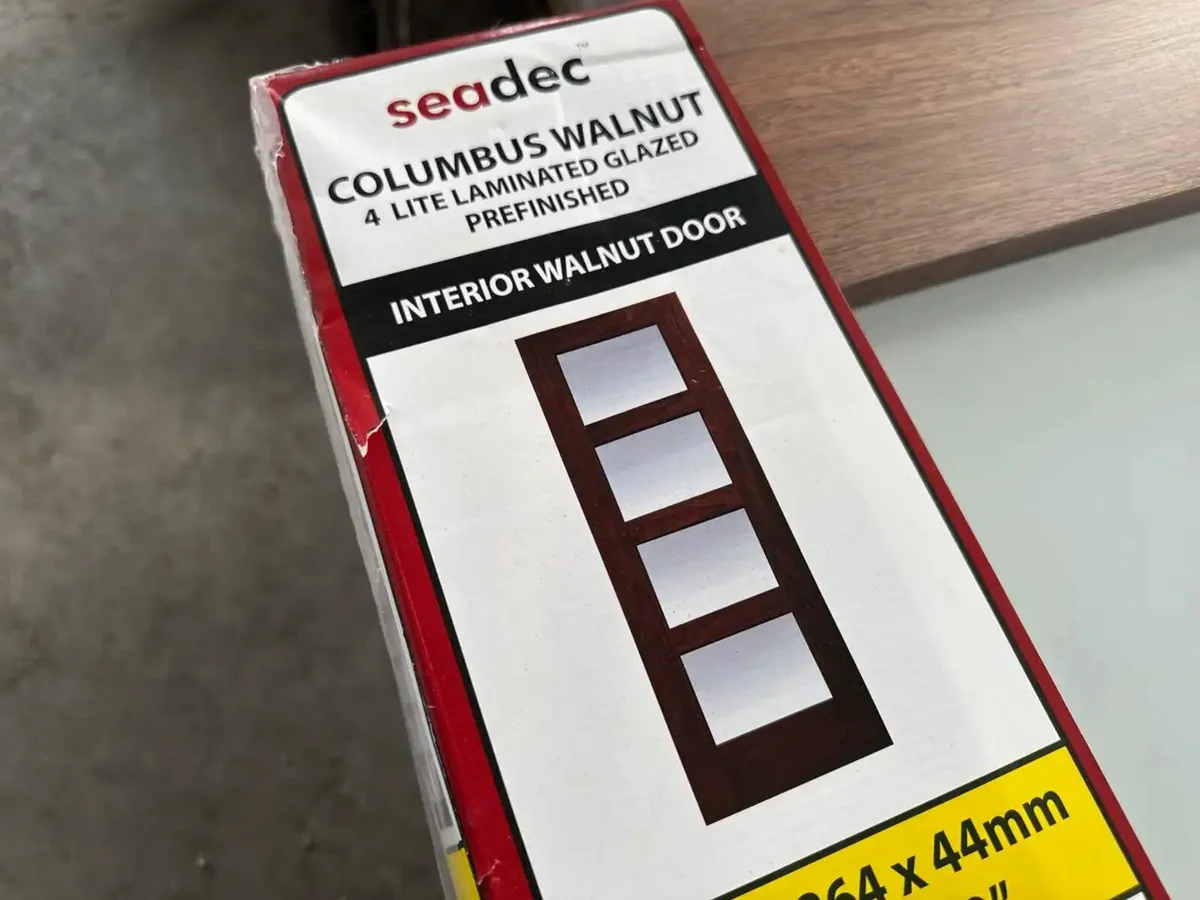 2X Walnut Columbus Frosted Doors (BRAND NEW) - Image 2