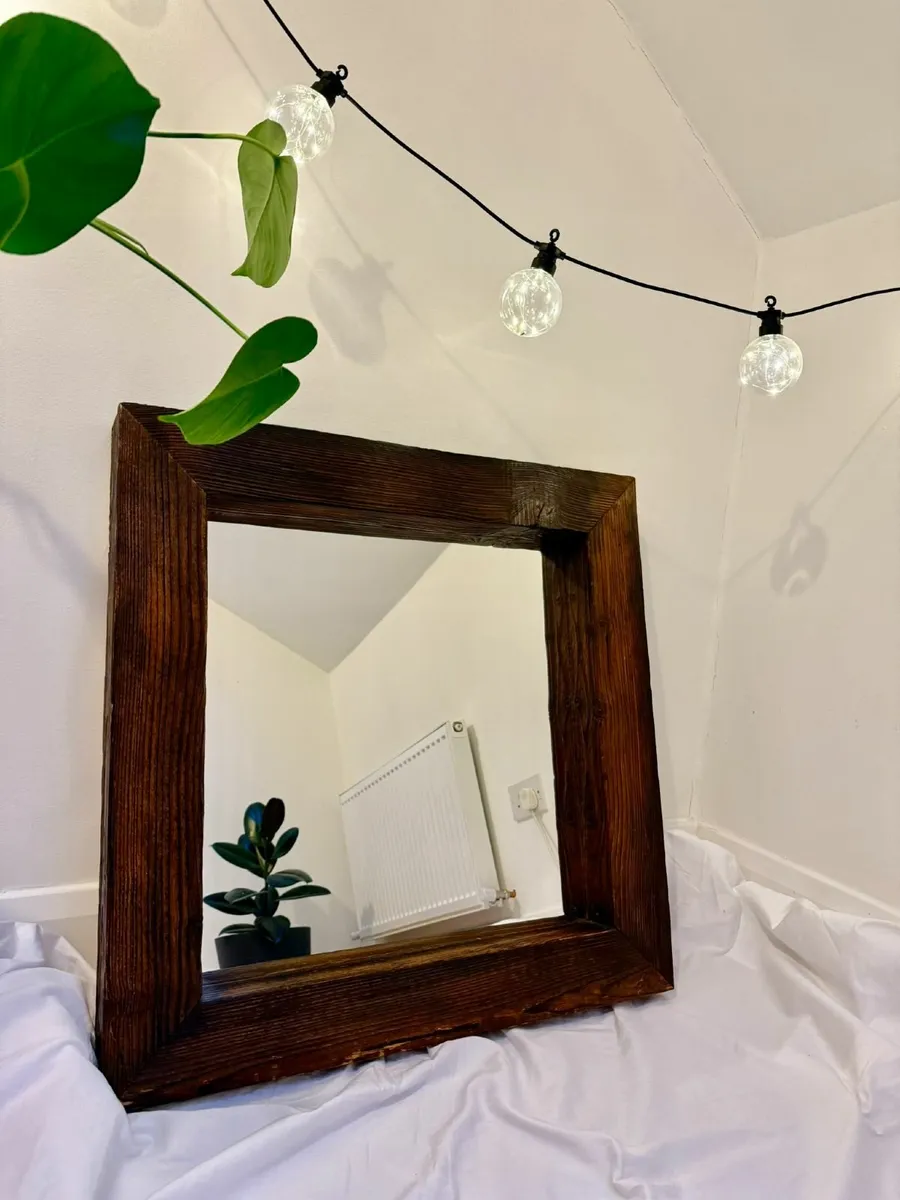 Handmade Rustic Solid-Wood Mirror-HeavyHighQuality - Image 1