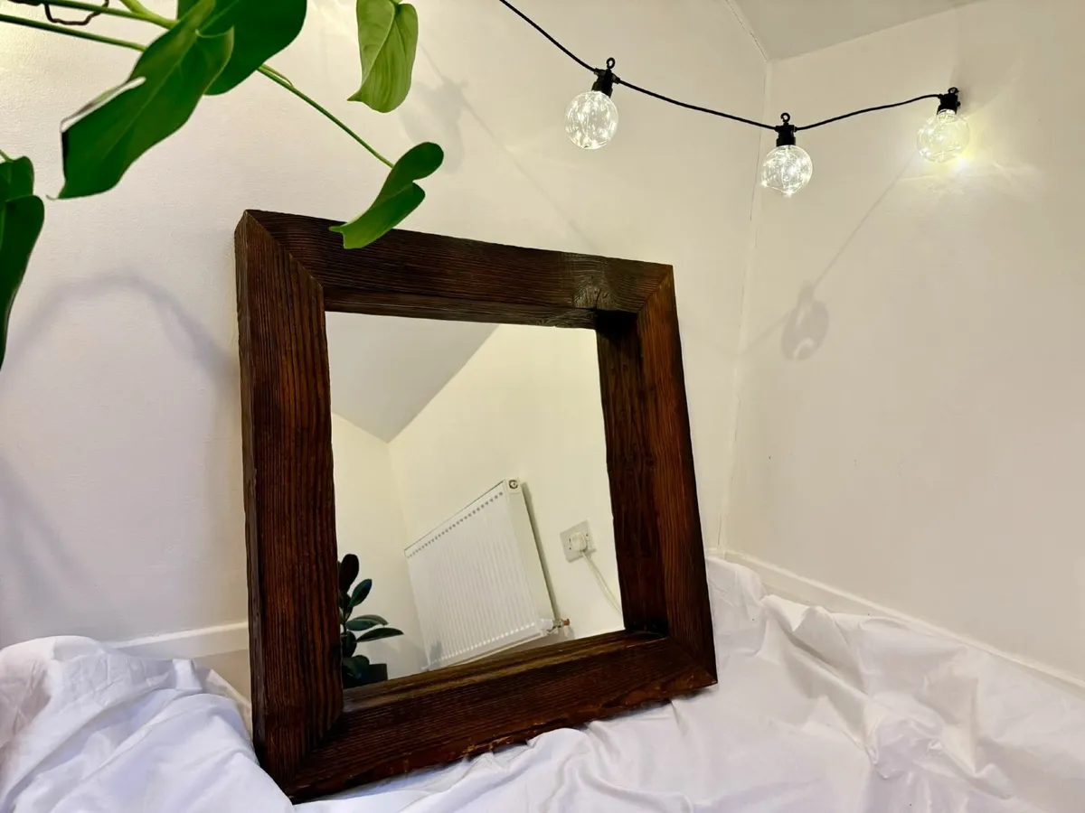 Handmade Rustic Solid-Wood Mirror-HeavyHighQuality - Image 3