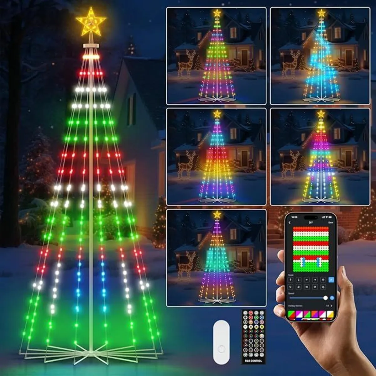 6FT/1.8M Outdoor Christmas Cone Tree with 265 LED - Image 1