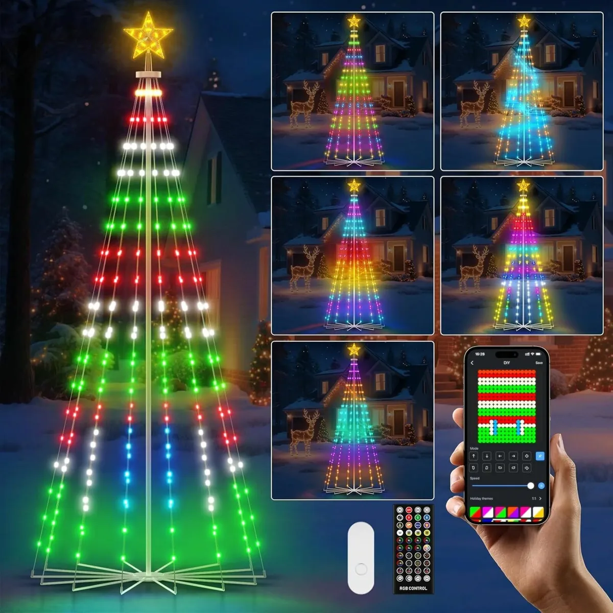 6FT/1.8M Outdoor Christmas Cone Tree with 265 LED - Image 3