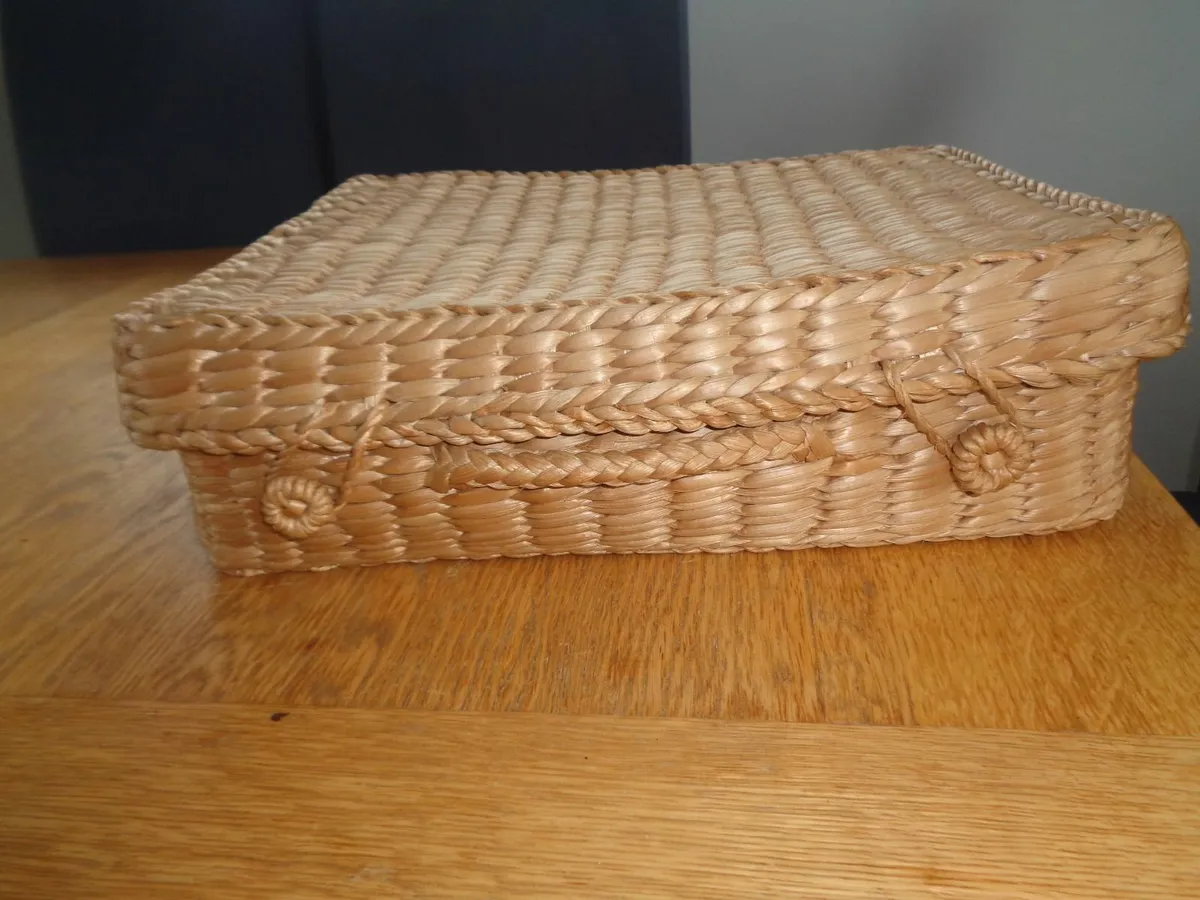 Vintage Wicker Suitcase for Sale - Image 3