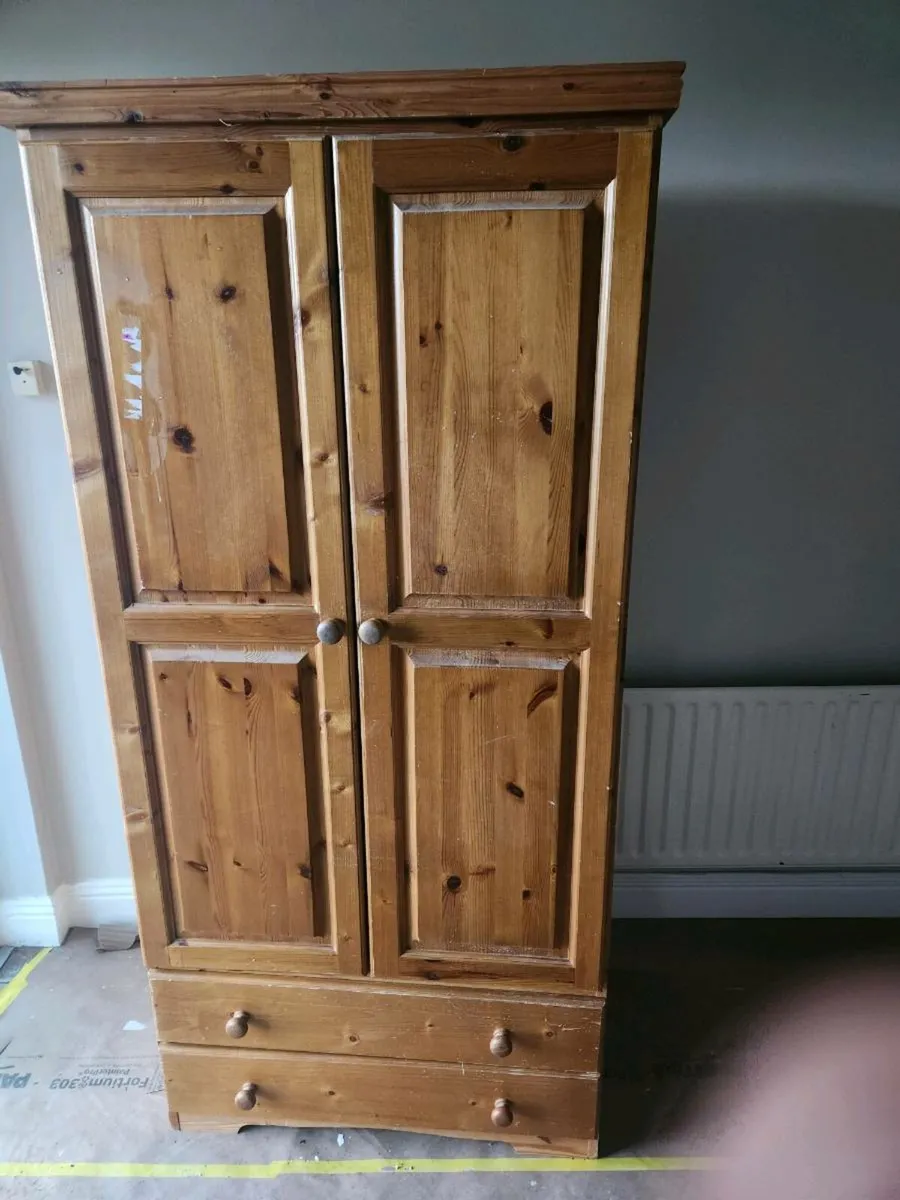 2X Wardrobes -Solid Pine and White Wood. DELI ERY - Image 1