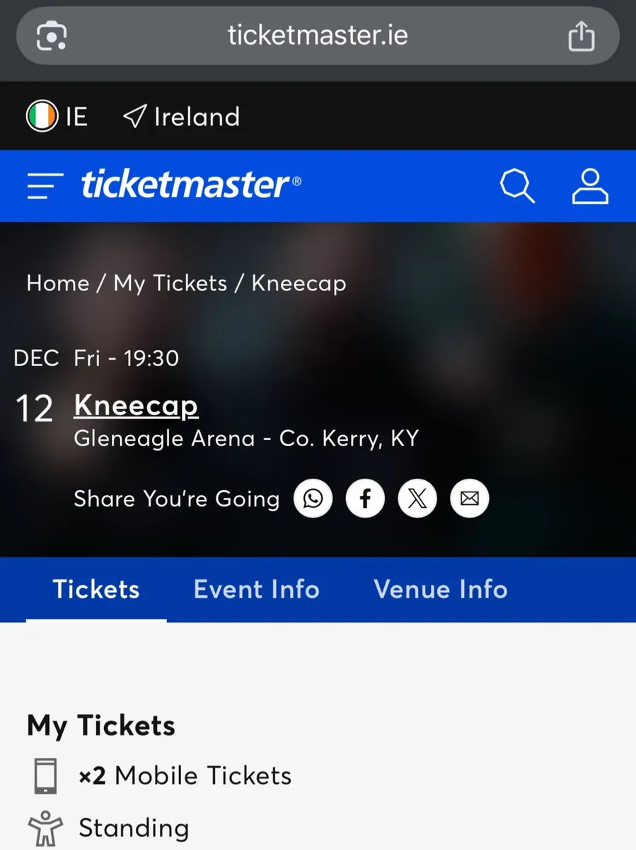2 x Kneecap Tickets killarney 12/12 €120 - Image 1