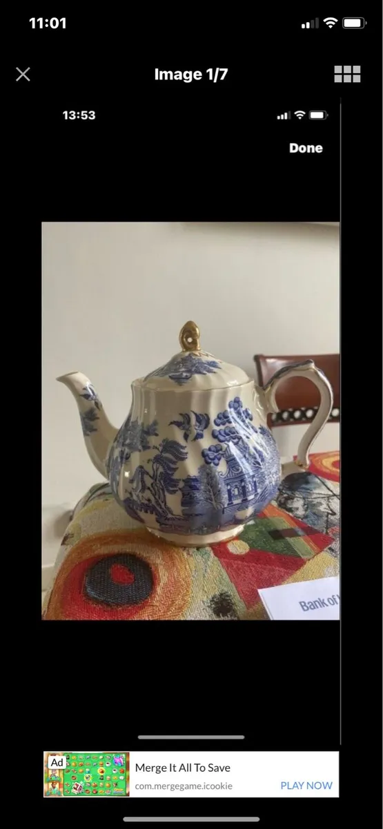 Vintage  Sadler Arklow Willow Tea Pot - Image 1